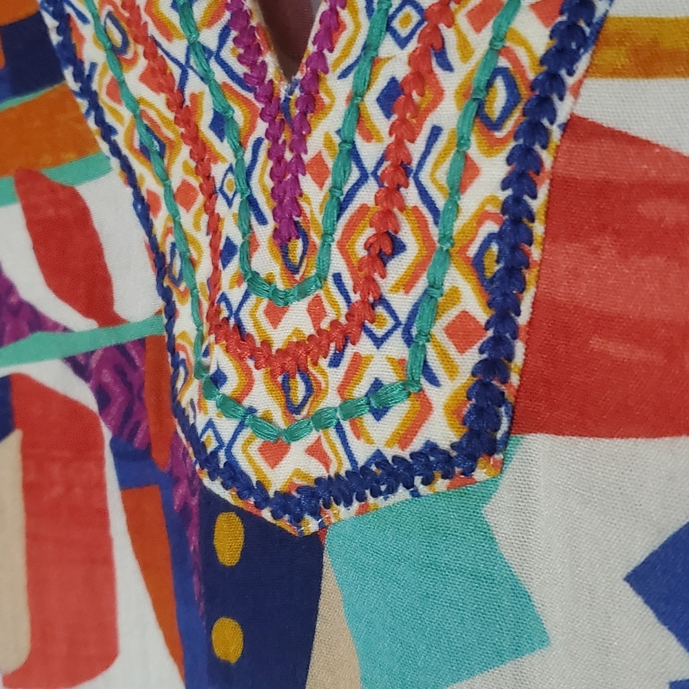 John Markgeometric Abstract Print Embroidered Spl… - image 8